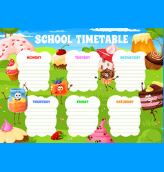 Timetable Schedule Cartoon Funny Desserts Sweets