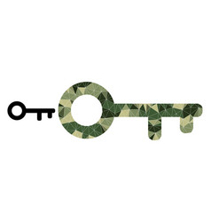 Low-poly Mosaic Key Icon In Khaki Army Colors