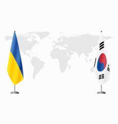 Ukraine And South Korea Flags For Official Meeting