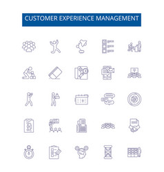 Customer Experience Management Line Icons Signs