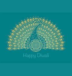 Happy Diwali Gold Peacock Symbol