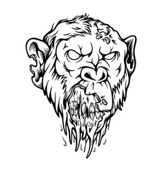 Scary Devil Monkey Monster Zombie Head Outline