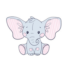 Cute Sitting Toddler Elephant With Big Ears