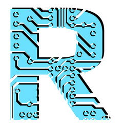 Latin Digital Letter R Perforated With Pcb