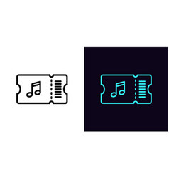 Outline Musical Ticket Icon With Editable Stroke