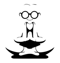 Cartoon Of Old Man Meditating In Lotus Pose