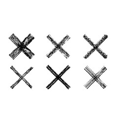 Hand Drawn Set Cross Brush Strokesx Black