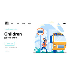 Children Go To School Web Concept Boy Hurrying