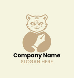 Tiger Pen Nib Logo Negative Space Concept