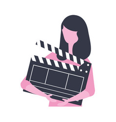 Woman Holding Clapperboard Production Movie