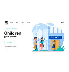 Children Go To School Web Concept Schoolchildren