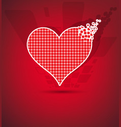 Abstract Red Pixel Heart Mosaic Background