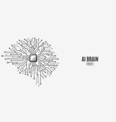 Glowing Cyber Brain With Cpu For Neural Networks