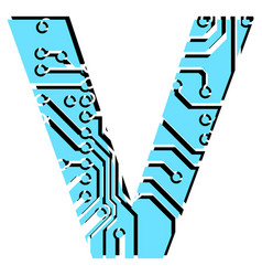 Latin Digital Letter V Perforated With Pcb