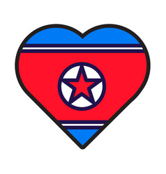 North Korea Flag Festive Heart Outline Icon