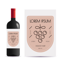 Vine Label Modern Line Style With Bottle