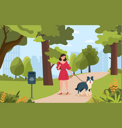 Woman With Dog In Park