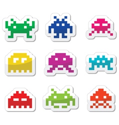 Space Invaders 8bit Aliens Icons Set