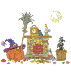 Fireplace Of A Halloween Witch