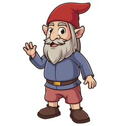 Garden Gnome Waving Cartoon Clip Art