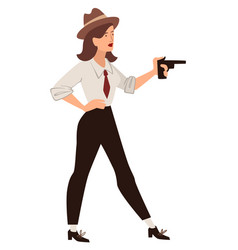 Private Detective Or Mafia Female Holding Gun