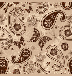 Seamless Vintage Pattern With Paisley Flowers And