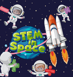 Stem In Space Logo With Astronauts In Space