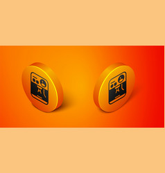 Isometric Coffee Machine Icon Isolated On Orange