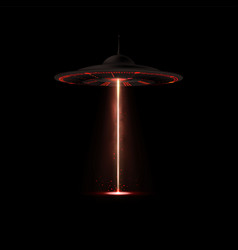 Realistic Alien Spaceship Ufo With Red Vertical