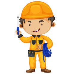 Electrician Holding Screwdriver And Wire