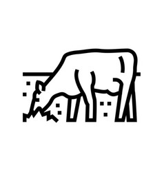 Cow Eating Grass Line Icon