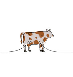 Cow One Line Colored Continuous Drawing Bull