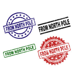 Grunge Textured From North Pole Seal Stamps