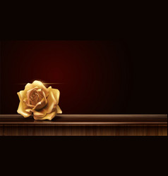 Golden Rose On Wood Table