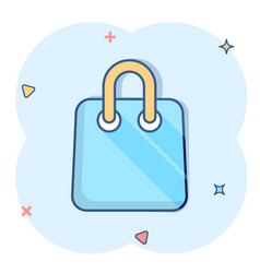 Shopping Bag Icon In Comic Style Handbag Cartoon