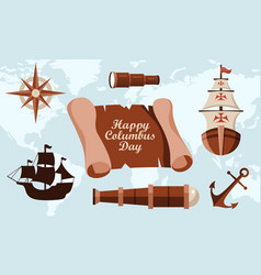 Hand Drawn Flat Columbus Day Background