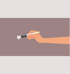 Hand Holding A Makeup Brush Cartoon