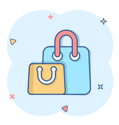 Shopping Bag Icon In Comic Style Handbag Cartoon