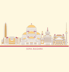 Cartoon Skyline Panorama Of City Of Sofia Bulgari