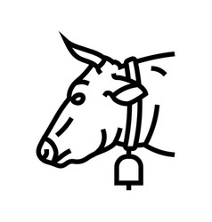 Cow With Bell Line Icon