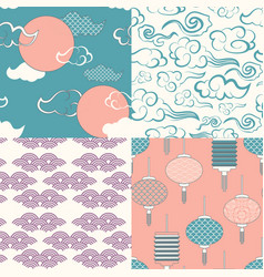 Chinese Seamless Patterns With Oriental Clouds On Vector Image Chinese Seamless Patterns With Oriental Clouds On Vector Image