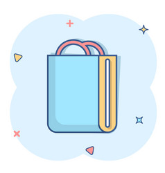 Shopping Bag Icon In Comic Style Handbag Cartoon