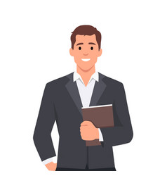 Standing Businessman Hold Clipboard Manager