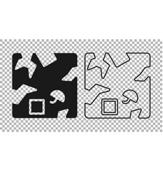 Black Broken Cardboard Box Icon Isolated