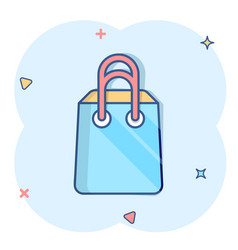 Shopping Bag Icon In Comic Style Handbag Cartoon