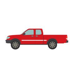 Big Red Pickup Truck Isolated On White Background