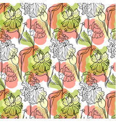 Sketch Pattern Of Calla Lily Iris And Pion