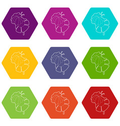 Bee On Flower Icons Set 9