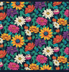 Bright Flowers In A Pattern