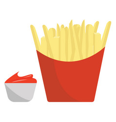 French Fries With Ketchup On A White Background